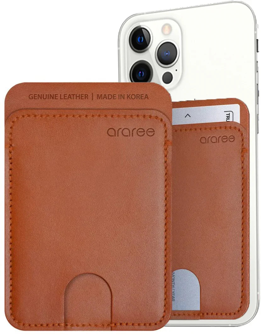 Araree Stick Pocket Genuine Leather Universal Card Holder - Brown - Tashqila Araree Stick Pocket Genuine Leather Universal Card Holder - Brown - Tashqila